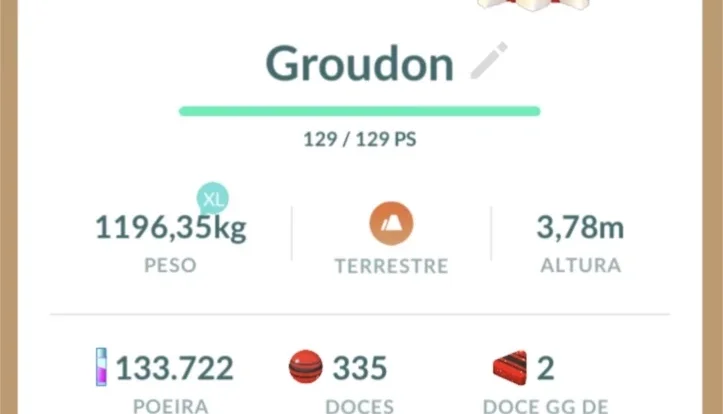Groudon Pokémon Go - (Leia a Descrição) Lendário PC 2100+