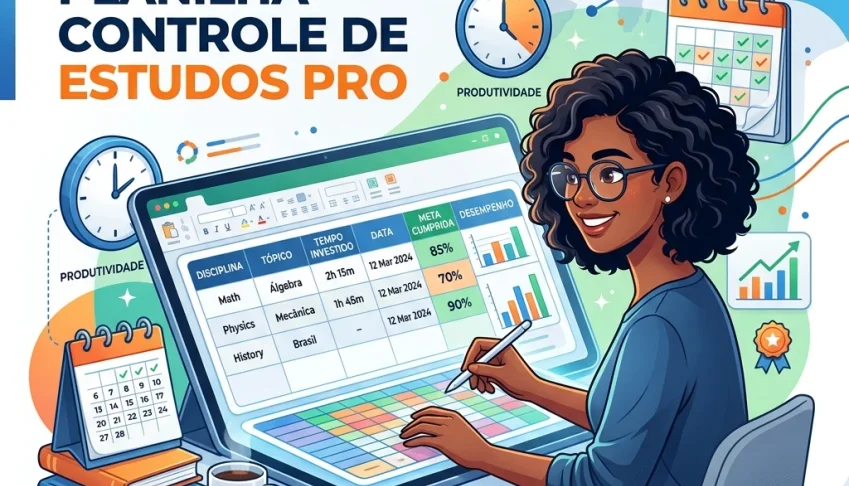 Planilha Controle de Estudos Pro + COMPLETO