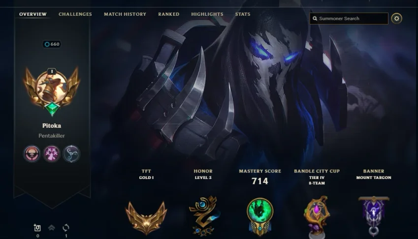 Conta em League Of Legends lvl660+ Gold+ em todas as ligas.
