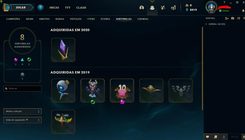 Conta League of Legends: Lvl 64 - 2Skin Ultimate 1Mitica Etc