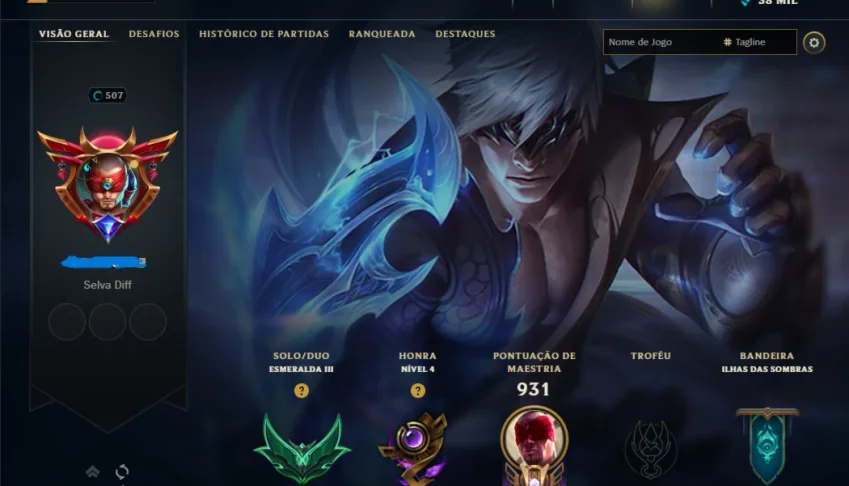 Conta lol NFA esmeralda com skins