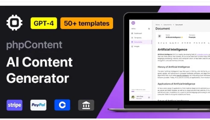 phpContent – AI Content Generator Platform (SaaS)