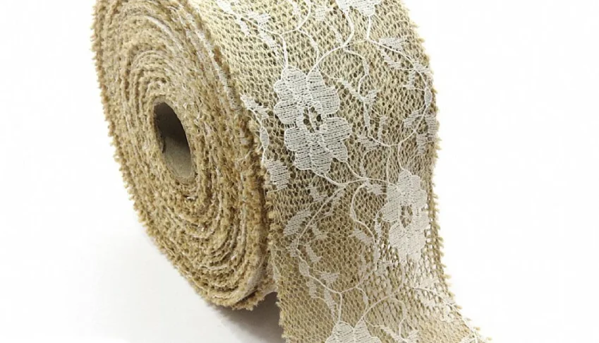 Fita de Juta com Renda Nature 8 cm - Rolo 9,14 m
