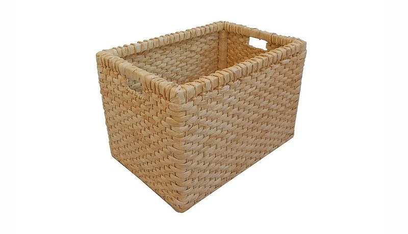 Cesto Caixote Fechado de Palha de Milho 34x34x34