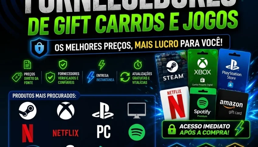 Lista VIP de fornecedores de gift cards e jogos (2026)