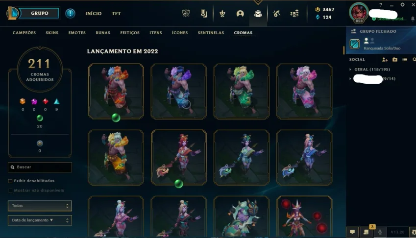 Conta Lvl 858 De 2014, 618 Skins (Miticas E Legado)