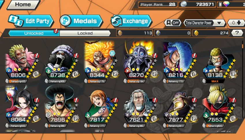 Conta one piece Bounty rush 5 ex