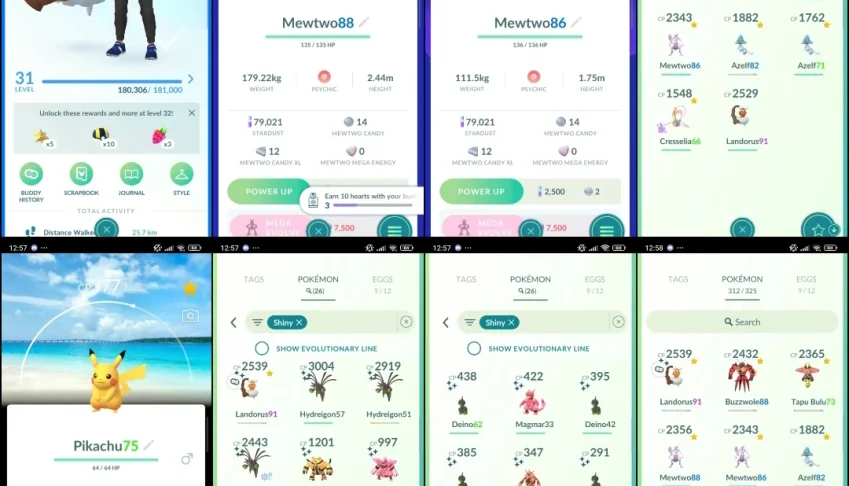 LVL31 | 2 Mewtwo | 8 LENDÁRIOS + 26 SHINY | C053