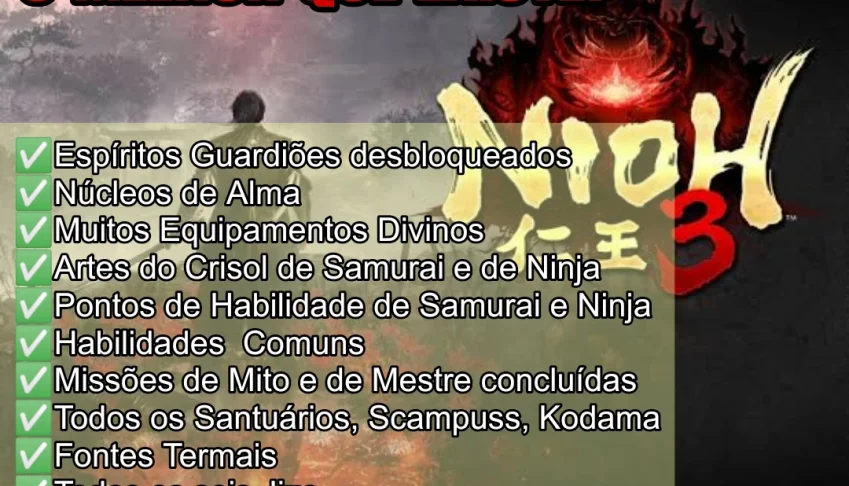 Nioh 3 (PS5) - Espiritos, Núcleos, Habilidades, Itens, ETC!!