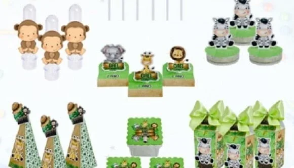 Kit Festa Safari com 70 Lembrancinhas Personalizadas