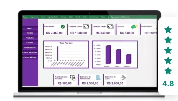 Planilha de Controle Financeiro e Cadastro de Clientes