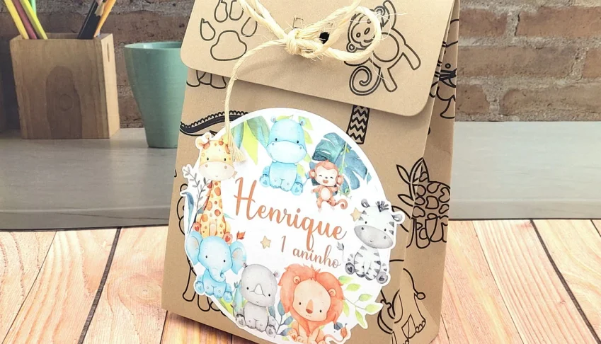 Sacolinha Safari Personalizada em Kraft ou Triplex