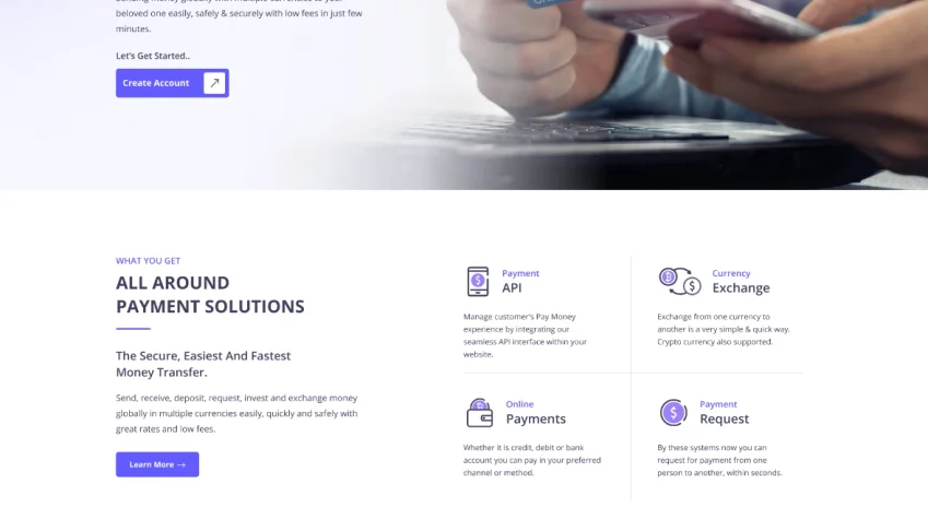 Site profissional para sistema de Pagamentos