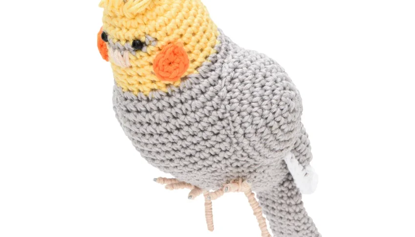 Calopsita Cinza Amigurumi Crochê