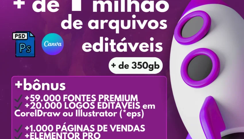 Pack +1 Milhão Arquivos | Redes Sociais | Photoshop | Canva