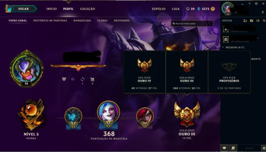 Conta League of Legends- Gold lll