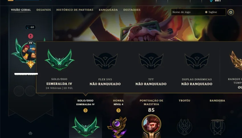 Esmeralda 4 com 60 Champs e 9 Skins