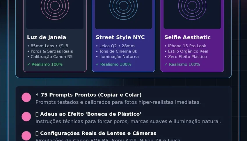 75+ Prompts Secretos para Fotos Ultrarrealistas de Mulheres