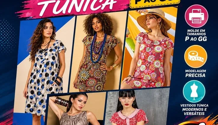 Molde Modelagem Vestidos Túnica (P ao GG)