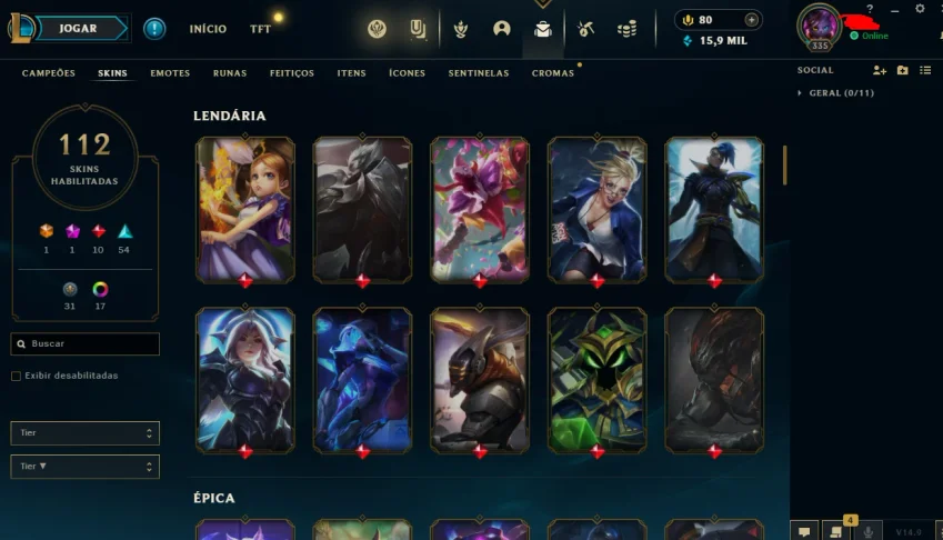 conta platina 3 full acesso, altera email e senha 112 skins