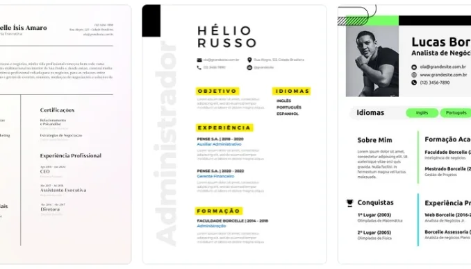 Pack Premium de 17 Currículos Editáveis no Canva 2024 PRO