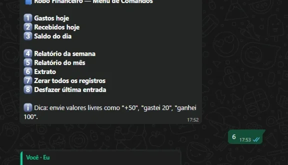 Código Fonte Robô Financeiro para WhatsApp com IA