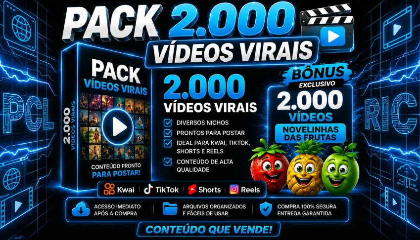 🔥Pack 2 Mil Vídeos Virais + 2 Mil Vídeos De Frutas Falantes