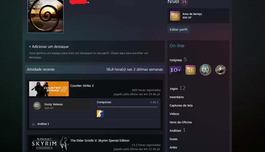 Conta cs2 prime com medalha - 19 anos de serviço + alguns jo