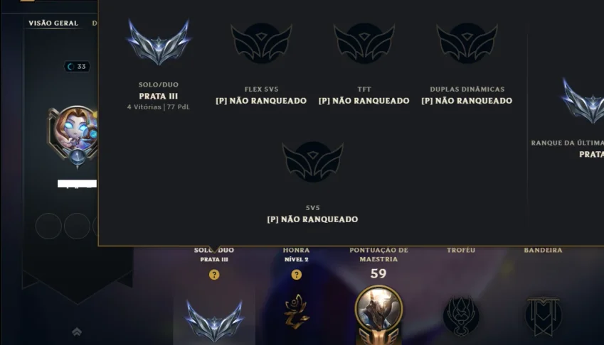 Prata 3 com 45 Champs e 48 Skins ( MAIN ADC )