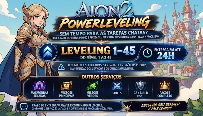 Aion 2 Global — Leveling 1–45 | Entrega em até 24h