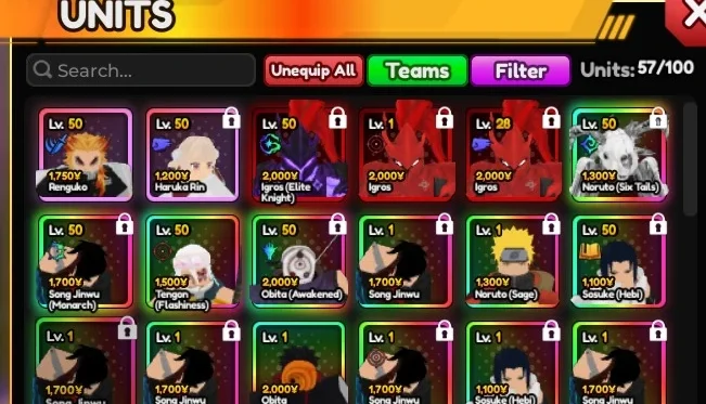 Anime Vanguards Igris shiny com ethereal