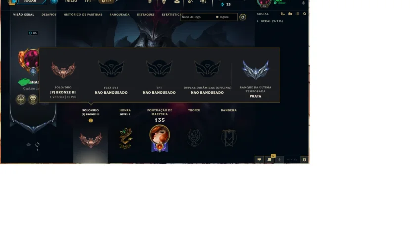Vendo conta League of Legends , lv 85 era ouro