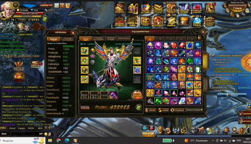 conta legend online servidor novo