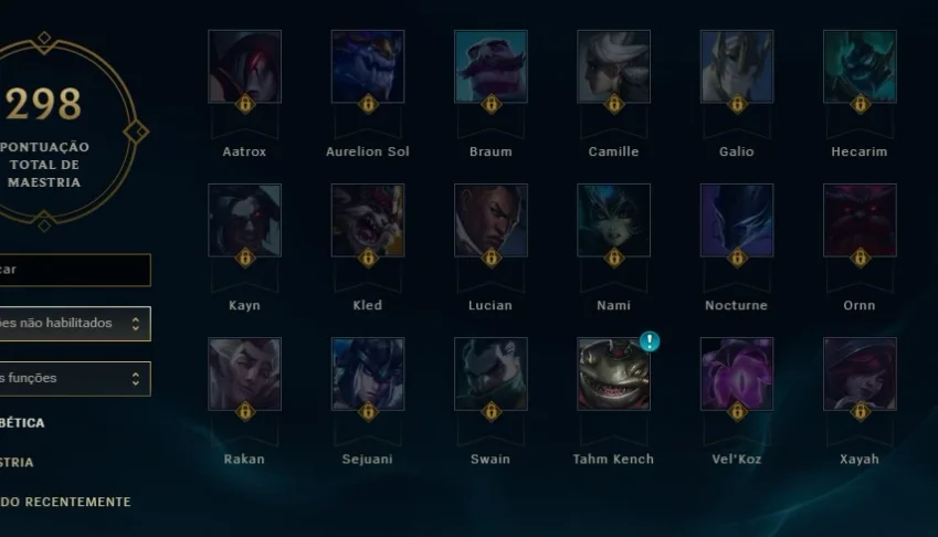 conta de lol gold com varias skins