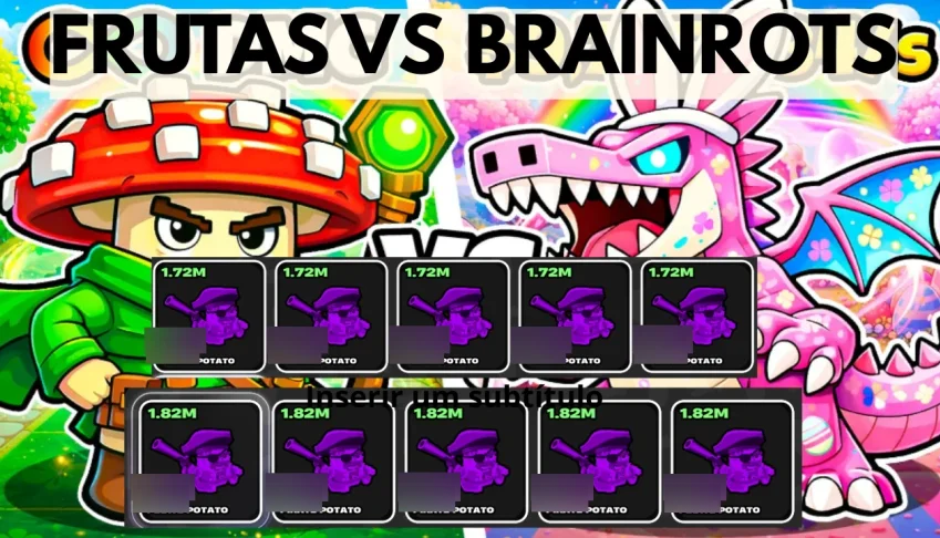 Pacote com 10 Potato 5x 1.82 e 5x 1.72 Frutas vs Brainrots