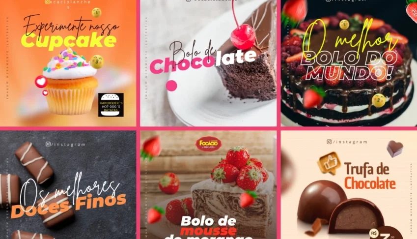 Pack Artes Canva Confeitaria 50 Temas Editáveis