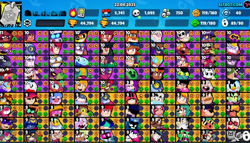 45KTROFÉUS 90/90 BRAWL 119GADGETS+119STARPOWERS+189SKINS