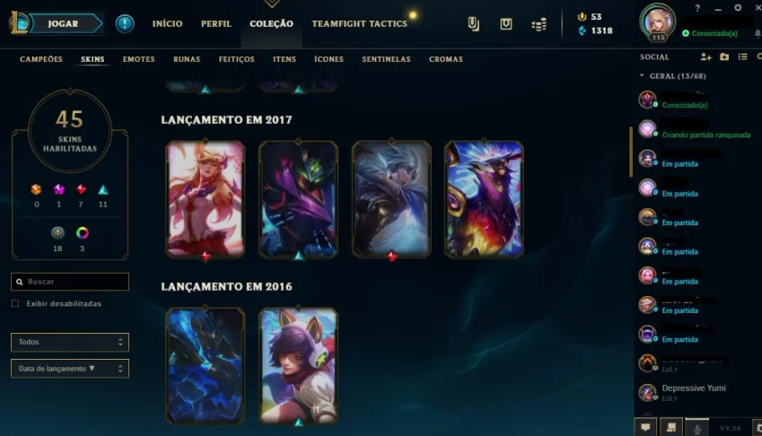 Conta Platina 1 45 Skins