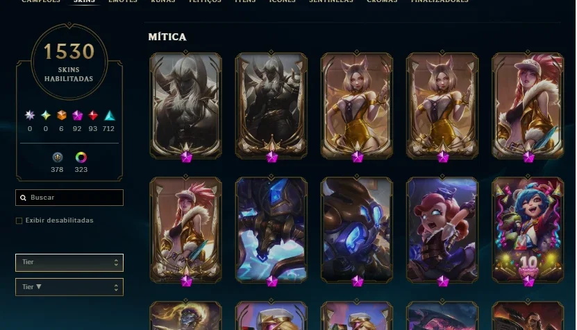 Pax Tf | 1530 Skins | 92 Prestígio | 6 Ultimate | 93 Míticas