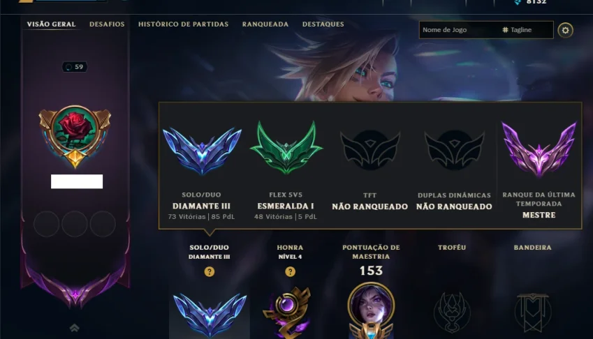 Diamante 3 com 80 Champs e 15 Skins