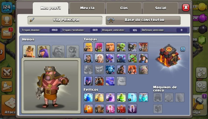 conta clash of clans cv10