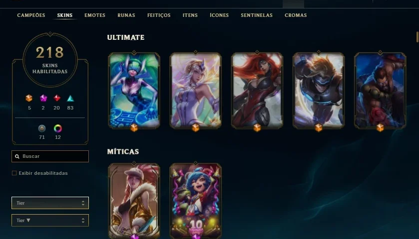 League of Legends - Gold 2 - Todos Champs ! 218 Skin !!!