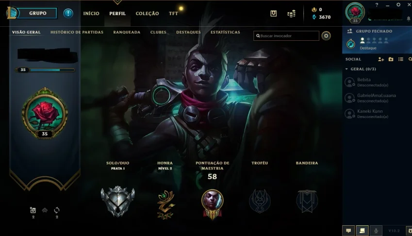 Conta Prata I 34 champs +skins+ espólios MMR alto