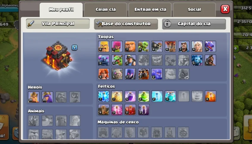 Conta clash of clans cv10