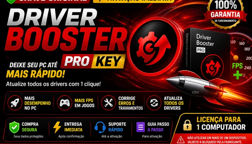 🔥 Driver Booster Pro Key Original 🔑 | Ativação Imediata 🚀