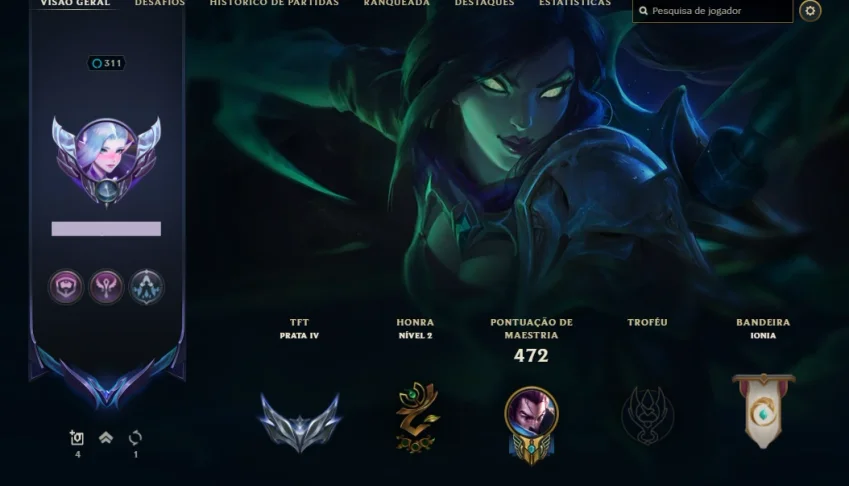 Conta LoL Full Champion 186 Skins Ex Diamond LvL 311