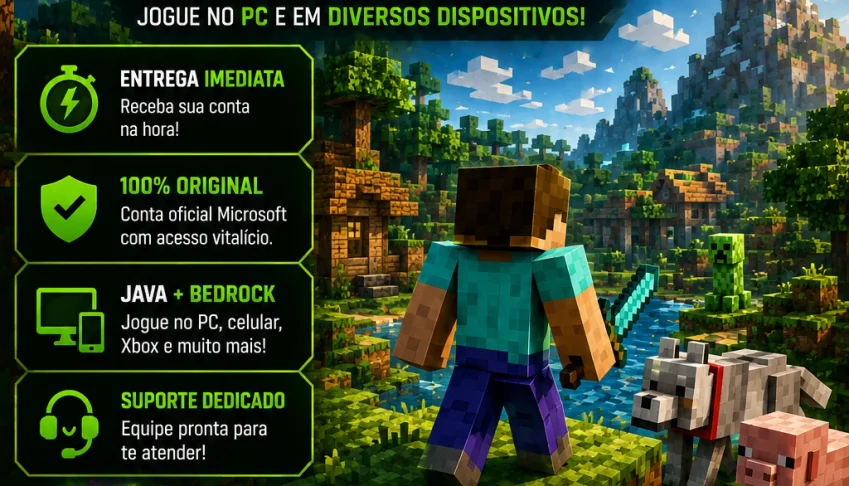 Minecraft Original Java + Bedrock para PC | Entrega Imediata