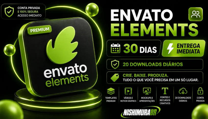 🌱 Envato Elements 30 Dias | 20 Downloads Diários ⚡