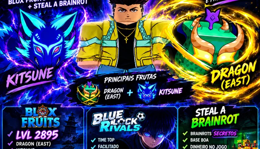 Conta 🏴‍☠️blox fruit,⭐steal a brainrot e ⚽️blue lock rivals