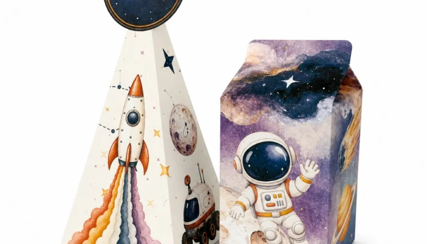 Caixas Milk e Pirâmide Astronauta - Kits 20 ou 40